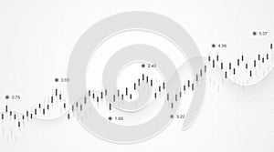 Financial data graph chart on grey background. Business background with candlesticks chart for reports and investment