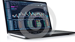 Financial Data Graphs on Laptop Screen AI-generated.