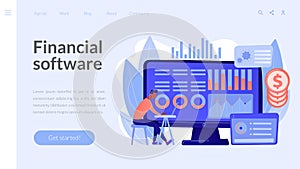 Financial data management concept landing page.