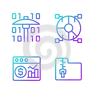 Financial data mining gradient linear vector icons set