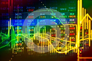 Financial data on a monitor,Stock market data on LED display con