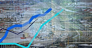 Financial data processing against cityscape