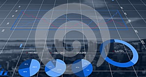 Financial data processing against cityscape