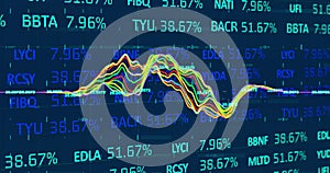 Financial data and statistical data processing against blue background