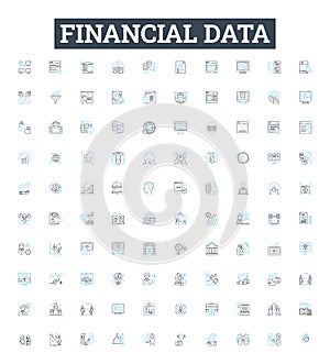 Financial data vector line icons set. Finance, Data, Analysis, Investment, Bank, Accounting, Markets illustration