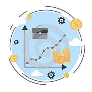 Financial diagram, business success, profit increase, business statistics vector illustration