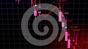 Financial diagram fall on bearish market, showing recession or financial crisis