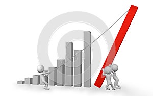 Financial Diagram Teamwork Concept with 3d People Characters