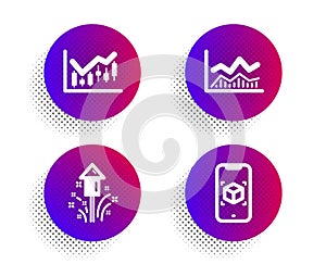 Financial diagram, Trade infochart and Fireworks icons set. Augmented reality sign. Vector