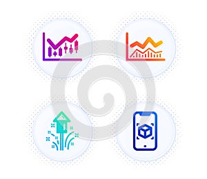 Financial diagram, Trade infochart and Fireworks icons set. Augmented reality sign. Vector