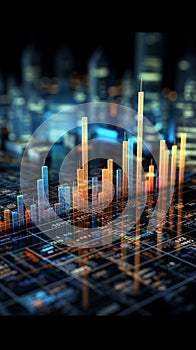 Financial diagrams representing data and analytics in a business context