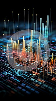 Financial diagrams representing data and analytics in a business context