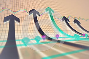 Financial digital curve chart, career success and stock market statistics, economic improvement