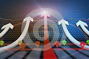 Financial digital curve chart, career success and stock market statistics, economic improvement