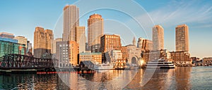 Financial District and Harbor in Boston, USA