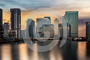 The financial district of London, Canary Wharf, United Kingdom