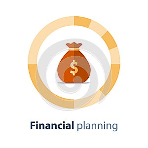 Financial diversification, budget plan, circle diagram