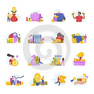 Financial Diversification Icons Set