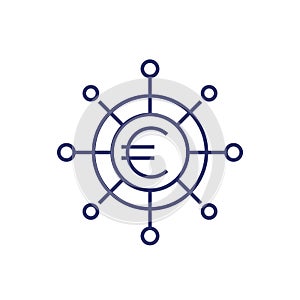 Financial diversification line icon with euro
