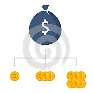 Financial diversification vector icon. Vector stock illustration.