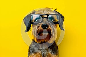 financial dog pet yellow finance background concept animal business funny humor. Generative AI.