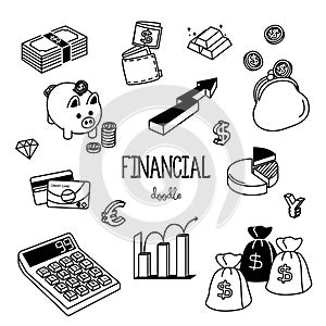 Financial Doodle. Hand drawing styles for financial.