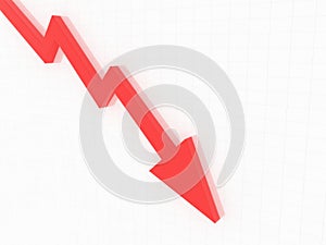 Financial downarrow with grid white backgroud