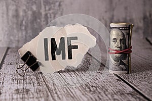 Financial and Economic Concept - IMF letters on wooden blocks. Stock photo