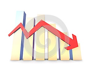 Financial economic decline and decline arrow, financial bankruptcy and career failure