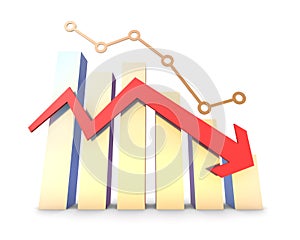 Financial economic decline and decline arrow, financial bankruptcy and career failure