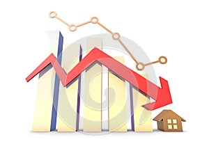 Financial economic decline and decline arrows, house prices, financial bankruptcy and career failure