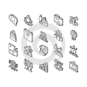 Financial Education Collection isometric icons set vector