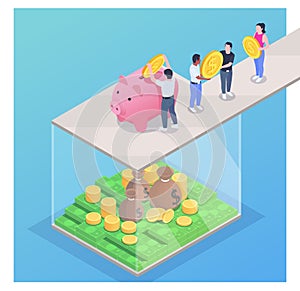 Financial Education Literacy Isometric Colored Composition