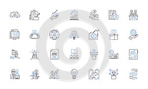 Financial estimation line icons collection. Projection, Forecasting, Budgeting, Analysis, Modeling, Calculation