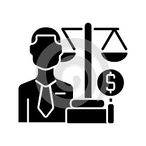 Financial examiner black glyph icon