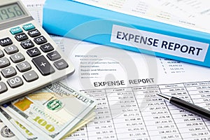 Financial expense report with money