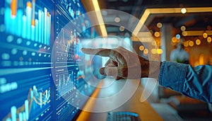 Expert Analyzing Data on a Touchscreen Wall