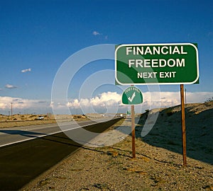 Financial Freedom Debt Free Highway Sign