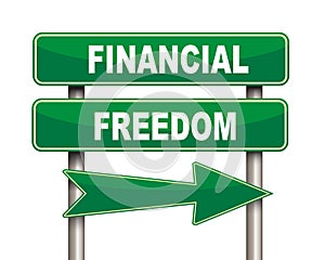 Financial freedom green road sign