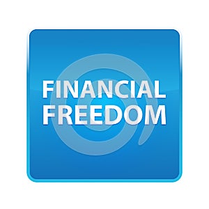 Financial Freedom shiny blue square button