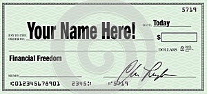 Financial Freedom - Your Name on Blank Check