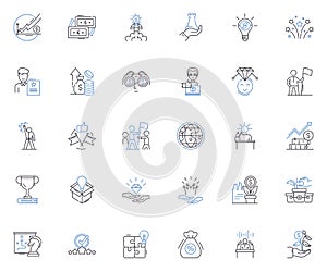 Financial gain line icons collection. Profit, Revenue, Income, Earnings, Investment, Return, Gain vector and linear