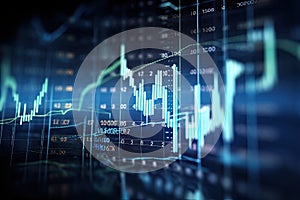 financial graph on abstract screen and represent stock market analysis. 3d rendering, abstract stock market data on digital screen