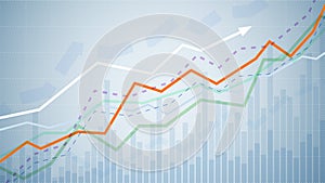 Financial graph chart. Business data analytics. Monitoring finance profit and statistic. Graph chart of stock market investment photo