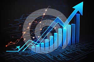 Financial graph on digital screen, business concept