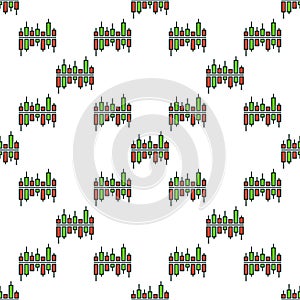 Financial Graph for Investor vector colored seamless pattern