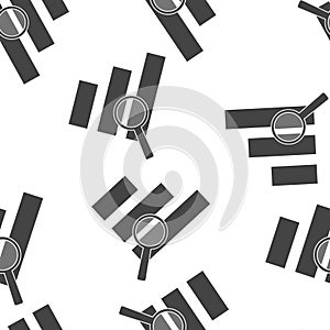 Financial graph and magnifier vector illustration. Financial business forecast chart seamless pattern on a white background