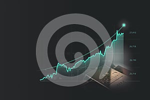 Financial graph of rising gold bar price in global markets and business or economics