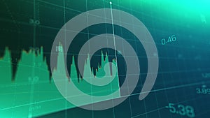 Financial graph showing statistics, prices falling, stock market crash, crisis, inflation rate. Electronic chart with stock market