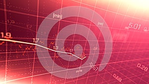 Financial graph showing statistics, prices falling, stock market crash, crisis, inflation rate. Electronic chart with stock market